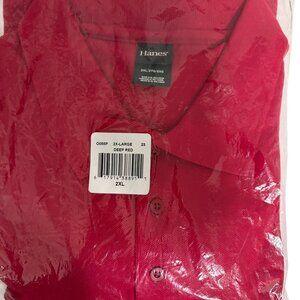 Hanes Polo Shirt Short Sleeve Red Size XXL NWT